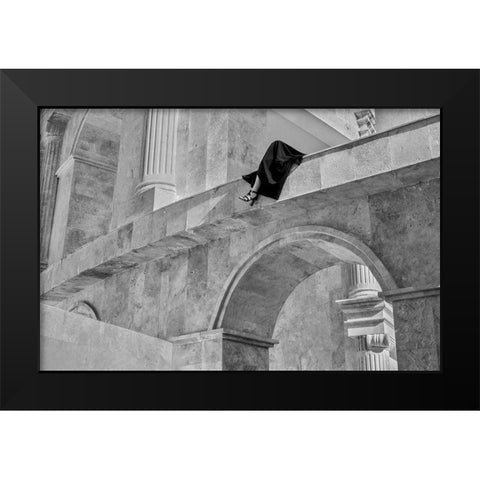 Lines Black Modern Wood Framed Art Print by ElaheBeigi