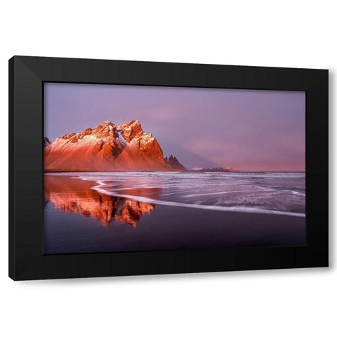 Purple wave Black Modern Wood Framed Art Print with Double Matting by Groleau, Michel