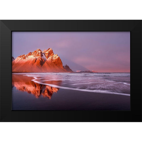 Purple wave Black Modern Wood Framed Art Print by Groleau, Michel