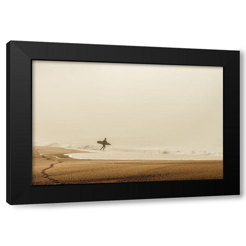 Surfer Black Modern Wood Framed Art Print with Double Matting by Reichelt, Dieter