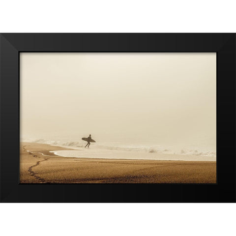 Surfer Black Modern Wood Framed Art Print by Reichelt, Dieter
