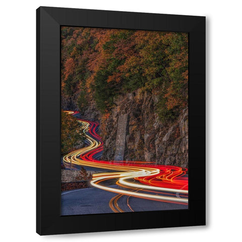 Car Trails Black Modern Wood Framed Art Print with Double Matting by Rao, jenny