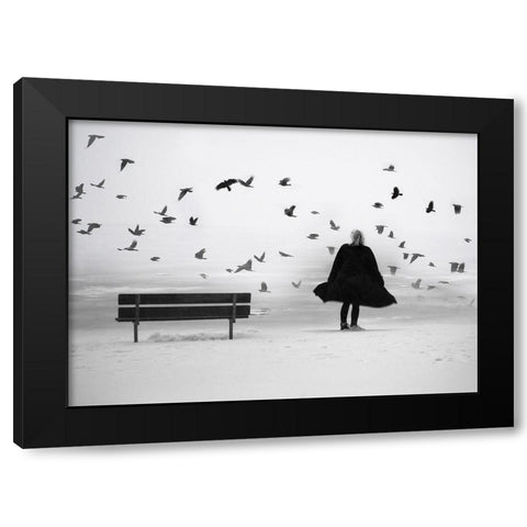 Enjoy Life Black Modern Wood Framed Art Print with Double Matting by Stene, Grethe