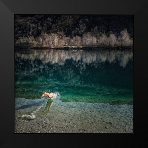 Mergulho Black Modern Wood Framed Art Print by Fangueiro, Jose