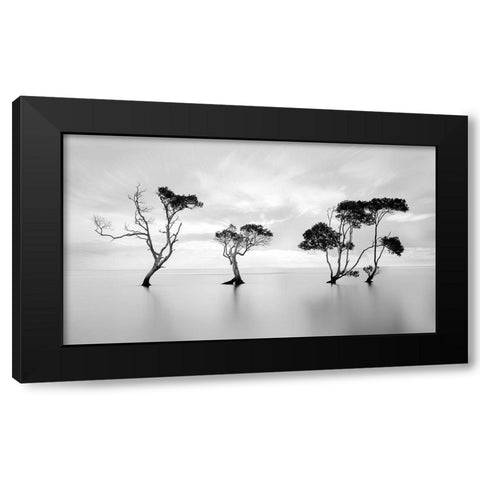 Drowning Not Waving Black Modern Wood Framed Art Print with Double Matting by Fudge, Steven
