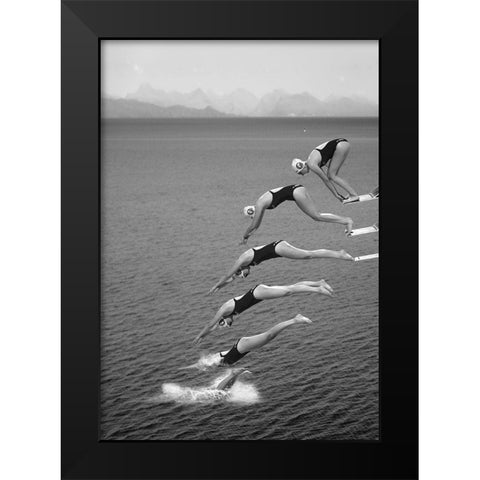 The beauty of diving Black Modern Wood Framed Art Print by van Son, Greetje