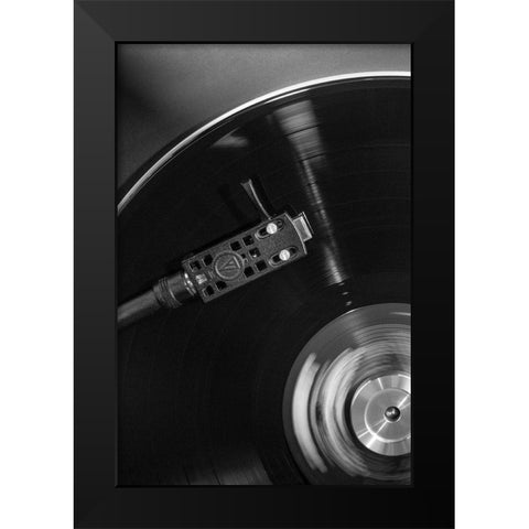 Vinyl 001 Black Modern Wood Framed Art Print by Artographie Studio