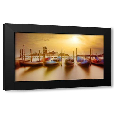 Valse of the Venetian Gondolas Black Modern Wood Framed Art Print with Double Matting by Andria, Miary