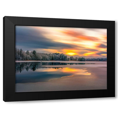Ice Slowly Taking Over the Lake Black Modern Wood Framed Art Print by Lindsten, Christian