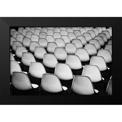 Seats Black Modern Wood Framed Art Print by Pfeiffer, Peter