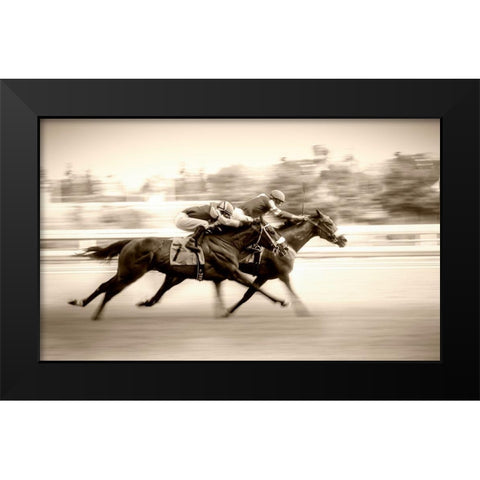 Racing Black Modern Wood Framed Art Print by little7