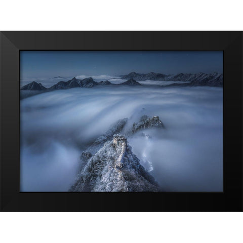 Flowing Clouds Pass over the Jian Kou Great Wall Black Modern Wood Framed Art Print by Cui, Yuan