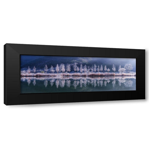 Cold morning Black Modern Wood Framed Art Print with Double Matting by Seo, Tiger