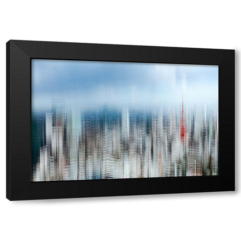 Tokyo Layers Black Modern Wood Framed Art Print by Makoto, Sasaki