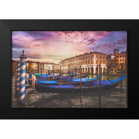 Gondolas of the Grand Canal Black Modern Wood Framed Art Print by Andria, Miary