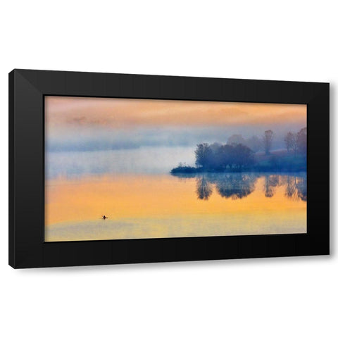 Into the Autumn Morning Black Modern Wood Framed Art Print with Double Matting by Zhang, Eric