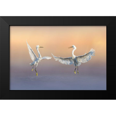 Happily Forever Black Modern Wood Framed Art Print by Zhao, Qing