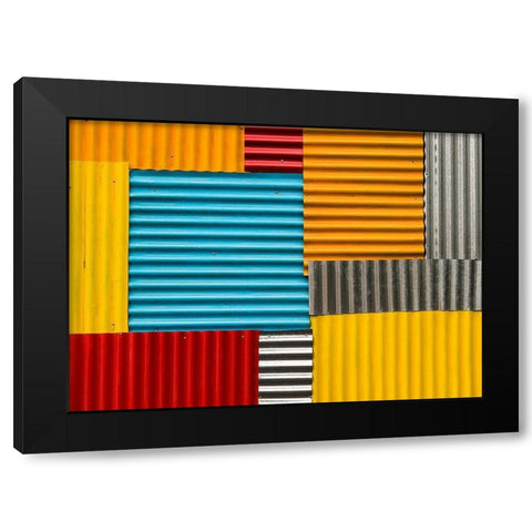 Patchwork Black Modern Wood Framed Art Print by Erkmen, Ugur