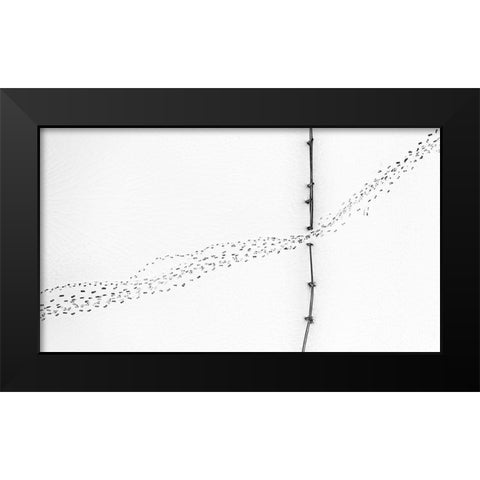 Entrance Exit Black Modern Wood Framed Art Print by Xu, Mei