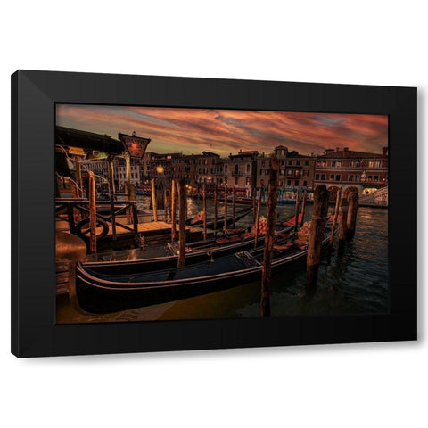 A Cozy Night in Venice Black Modern Wood Framed Art Print by Andria, Miary
