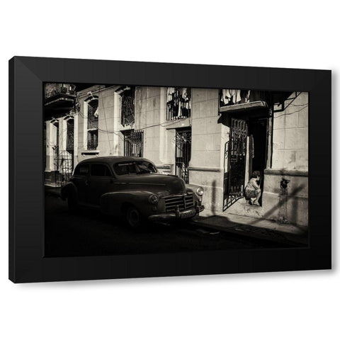 Habana Street I Black Modern Wood Framed Art Print with Double Matting by Morishige, Koji