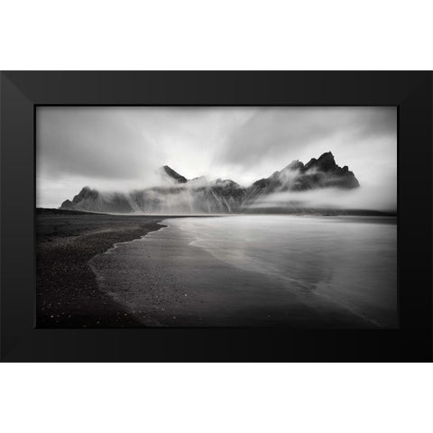Vestrahorn Black Modern Wood Framed Art Print by Engstrom, Erik
