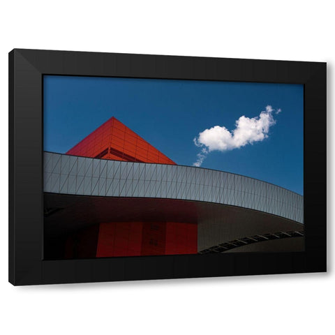 White Cloud Black Modern Wood Framed Art Print with Double Matting by Massetti, Fabrizio