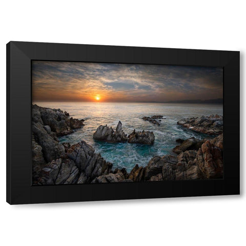 De Kelders Sunrise Black Modern Wood Framed Art Print by FrancoisVenter