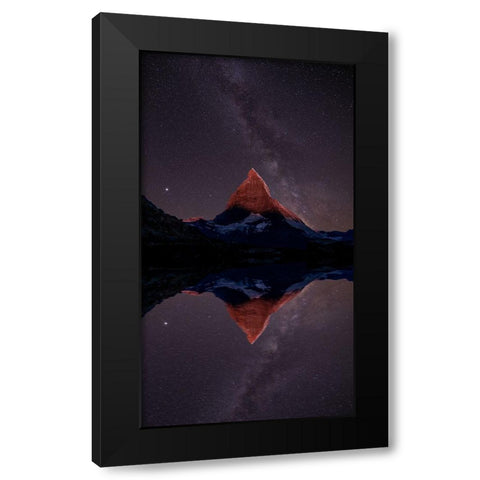 A Mountain of Stars Black Modern Wood Framed Art Print by Victor, Baldea