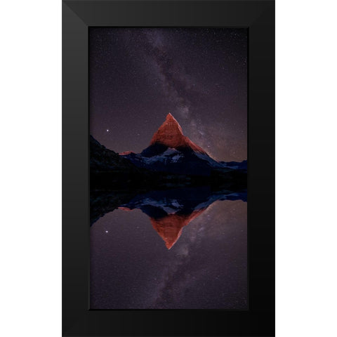 A Mountain of Stars Black Modern Wood Framed Art Print by Victor, Baldea