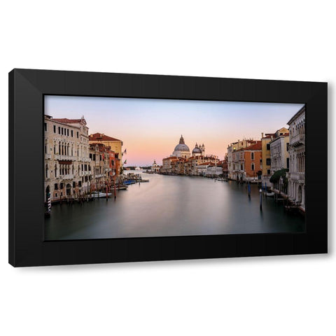 Canal Grande Sunset Black Modern Wood Framed Art Print with Double Matting by Marnix