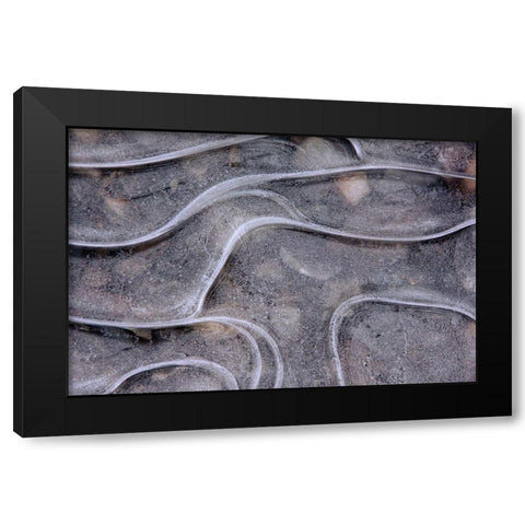 Ice lines Black Modern Wood Framed Art Print with Double Matting by Bolla, Paolo