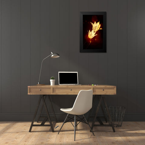 White Tulips Black Modern Wood Framed Art Print by Cseresnjes, Anna