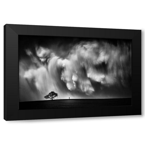Storm Chaser Black Modern Wood Framed Art Print with Double Matting by He, Like