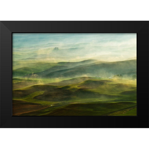 Golden Morning-Palouse Black Modern Wood Framed Art Print by Shen, Jikui
