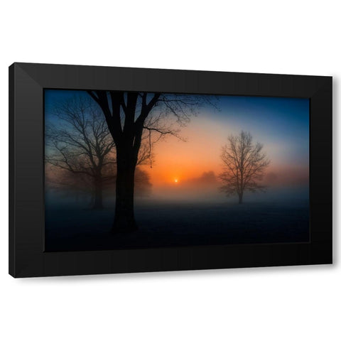 Foggy sunrise Black Modern Wood Framed Art Print with Double Matting by Dai, Wei