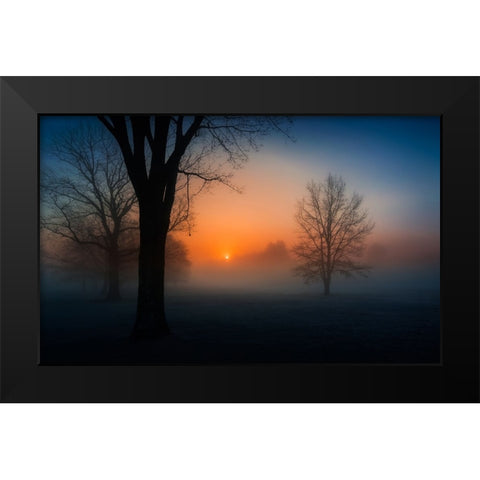 Foggy sunrise Black Modern Wood Framed Art Print by Dai, Wei