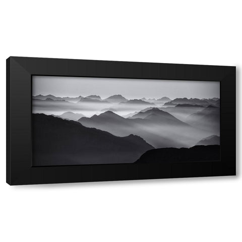 Mountain layers Black Modern Wood Framed Art Print with Double Matting by Krivec, Ales