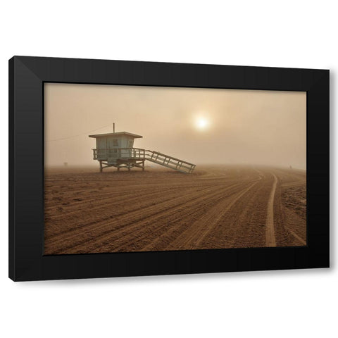 Fog on the beach - Santa Monica Black Modern Wood Framed Art Print with Double Matting by Froyda, Martin