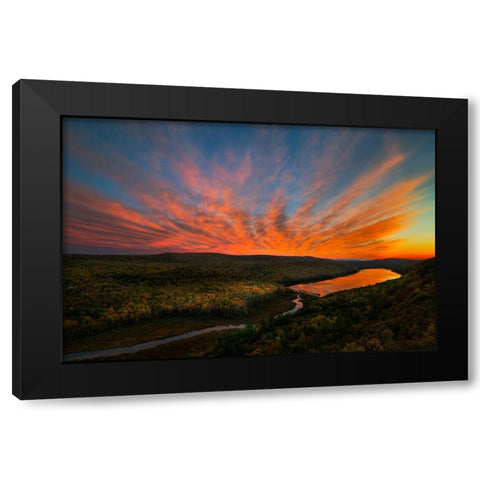 Sunset over Porcupine Mountains Black Modern Wood Framed Art Print with Double Matting by Fan, John