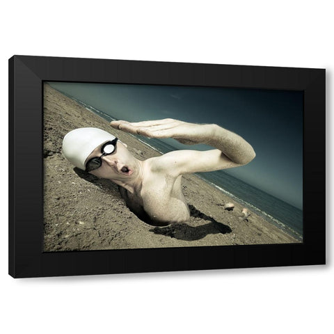 Unstoppable Black Modern Wood Framed Art Print with Double Matting by Kiciak, Christophe