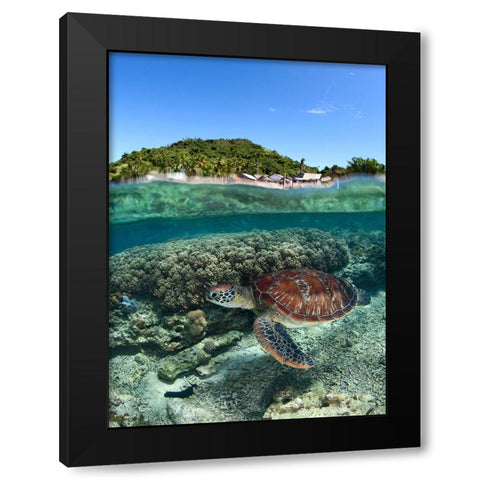 Along shore Black Modern Wood Framed Art Print with Double Matting by Narchuk, Andrey