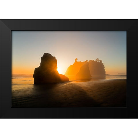 The Golden Beach Black Modern Wood Framed Art Print by Fan, John