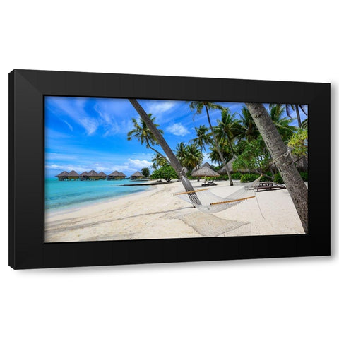 Paradise Hammock Black Modern Wood Framed Art Print with Double Matting by Leske, Mike