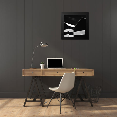 BW beach huts Black Modern Wood Framed Art Print by Claes, Gilbert