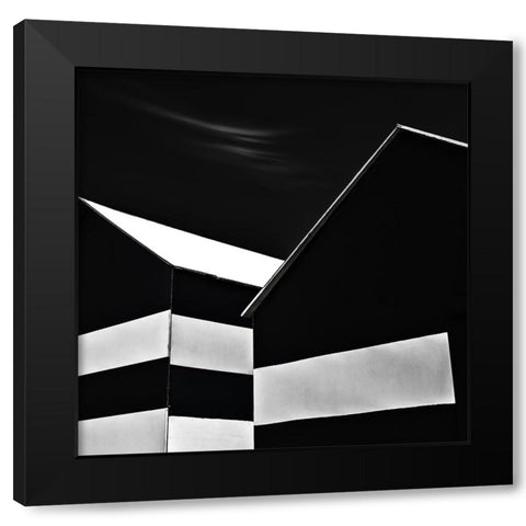 BW beach huts Black Modern Wood Framed Art Print by Claes, Gilbert