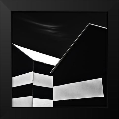 BW beach huts Black Modern Wood Framed Art Print by Claes, Gilbert