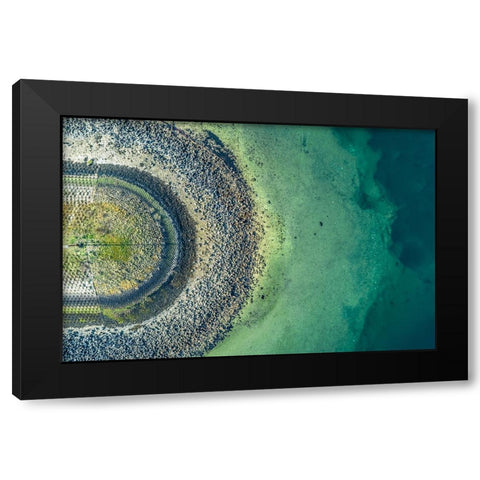 At the end of the pier Black Modern Wood Framed Art Print by de Laat, Bernardine