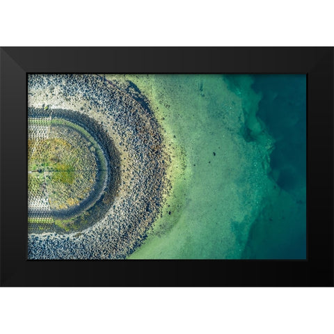 At the end of the pier Black Modern Wood Framed Art Print by de Laat, Bernardine