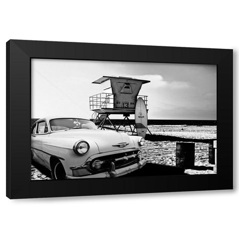 LIFEGUARD STATION 13 Black Modern Wood Framed Art Print with Double Matting by BUTTERWORTH, LARRY